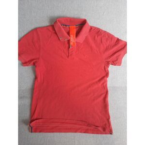 Sun68 Beach Men Small Knit Stretch Slit Polo Shirt Short Sleeve Red Pure Cotton‎